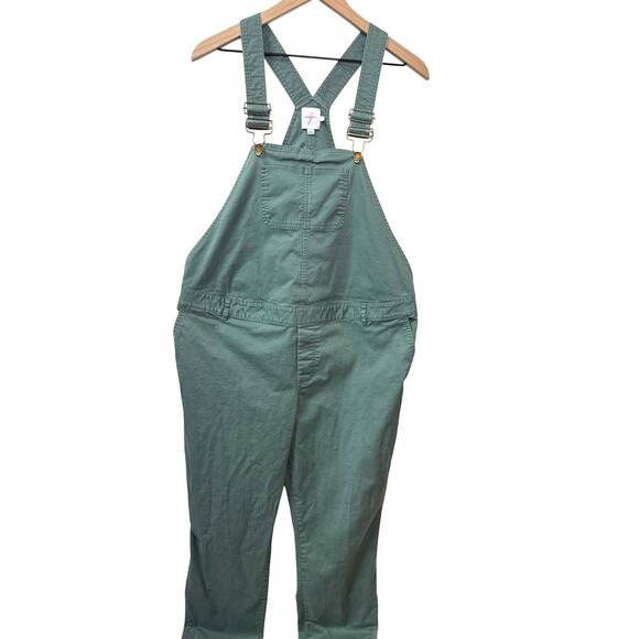 The Nines by HATCH Denim - The Nines by Hatch Olive Green Denim Maternity Overalls Size L Casual Postpartum